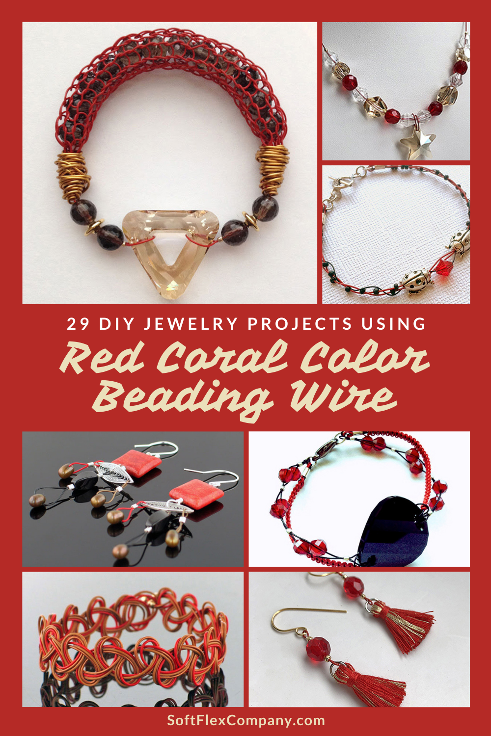Free Beading Project Ideas: 29 DIY Jewelry Projects Using Red Coral Color Beading  Wire - Soft Flex Company