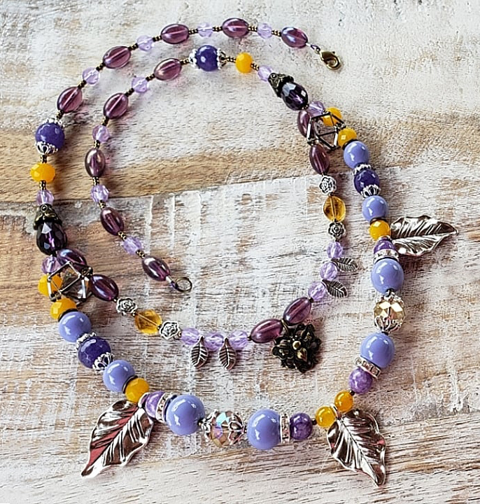 Purple Petal Necklace by Aleshia Beadifulnights