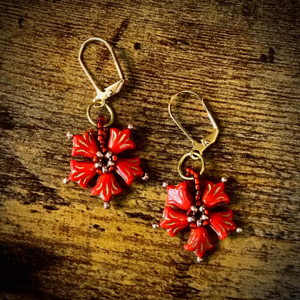 Czech Glass Flower Earrings by Andrew Thornton