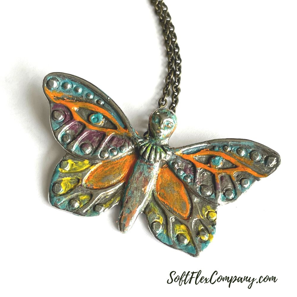 Embellished Pendant with Paint, Apoxie Sculpt & Beads by Kristen Fagan