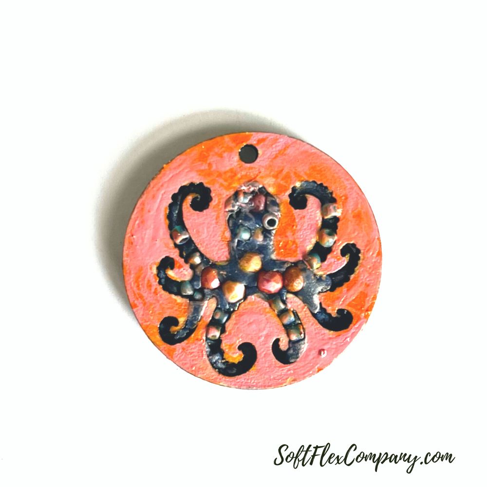 Embellished Pendant with Paint, Apoxie Sculpt & Beads by Kristen Fagan