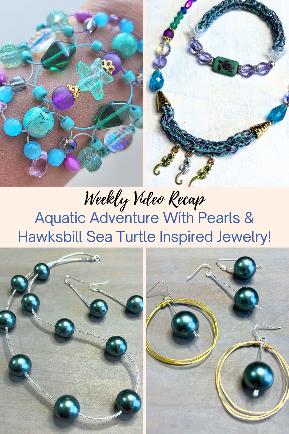 Aquatic Adventure With Pearls & Hawksbill Sea Turtle Inspired Jewelry! Collage