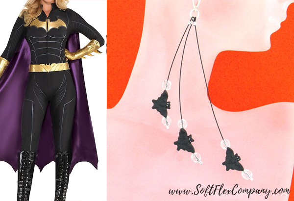 Bat Girl Costume & Holy Bat Earrings