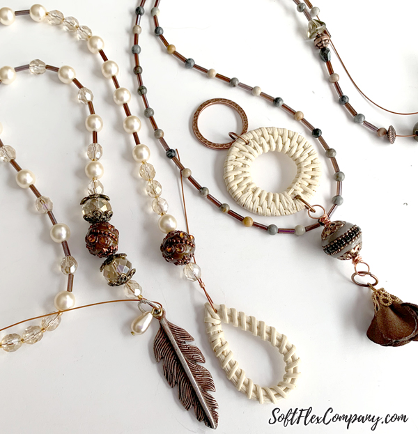 Fall Beaded Necklace using Rattan Wicker Shapes by Kristen Fagan