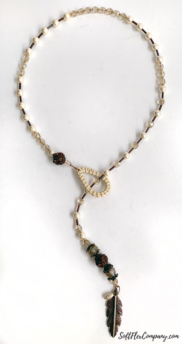 Fall Beaded Necklace using Rattan Wicker Shapes by Kristen Fagan