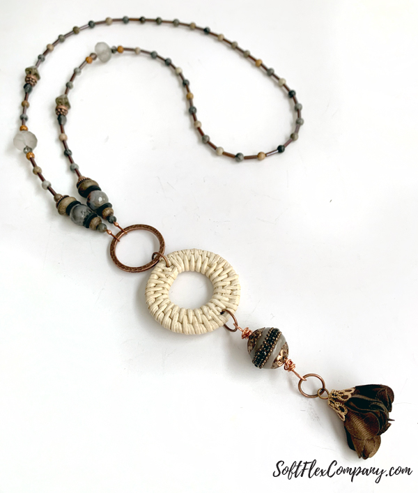 Fall Beaded Necklace using Rattan Wicker Shapes by Kristen Fagan