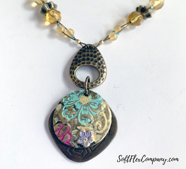 Antique Brass Beaded Pendant Necklace & Earrings by Kristen Fagan