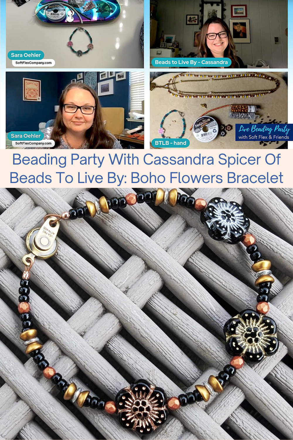 Beading Party With Cassandra Spicer Of Beads To Live By Boho Flowers Bracelet Collage