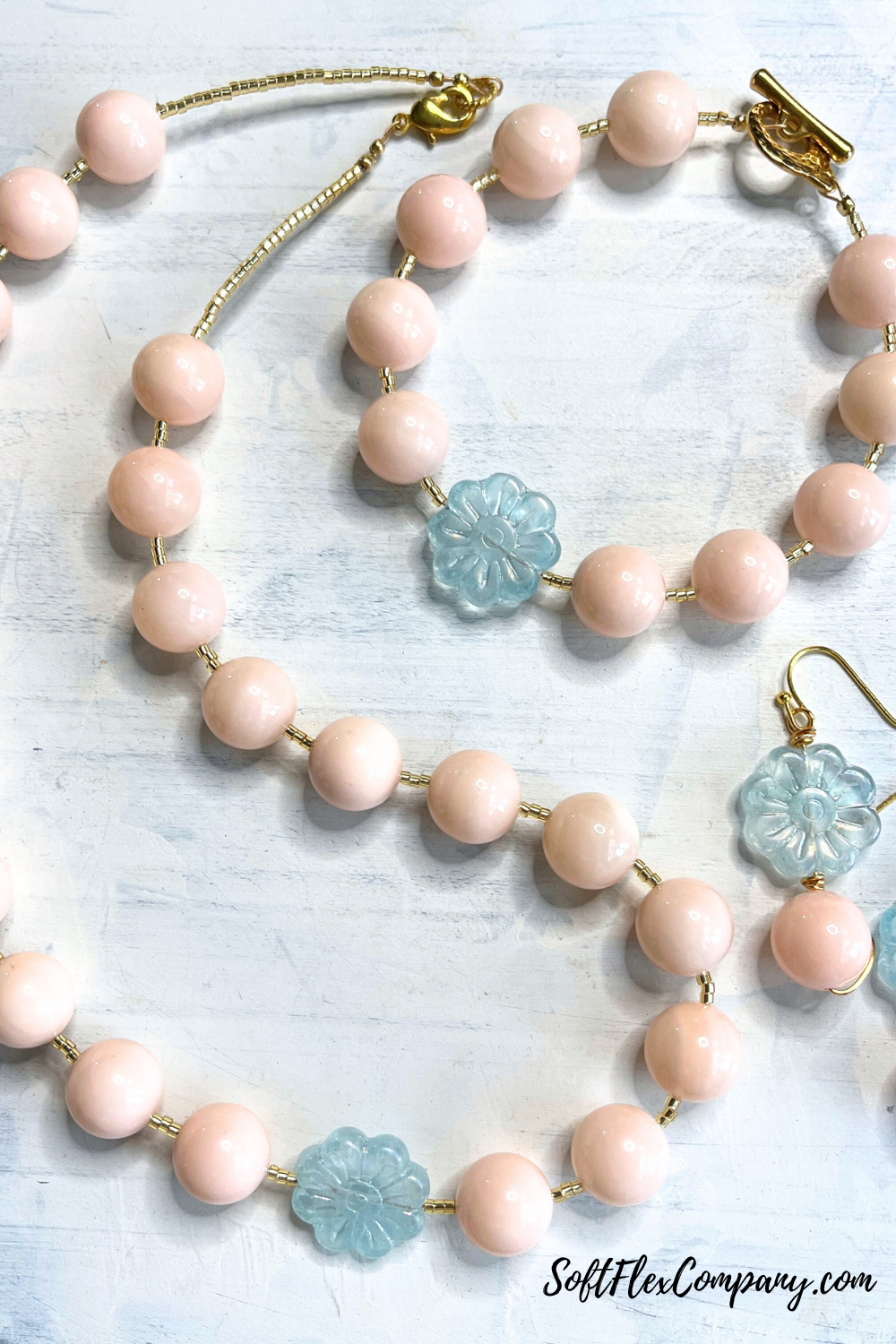 Shell Pearl & Czech Glass Flower Beads Jewelry by Kristen Fagan