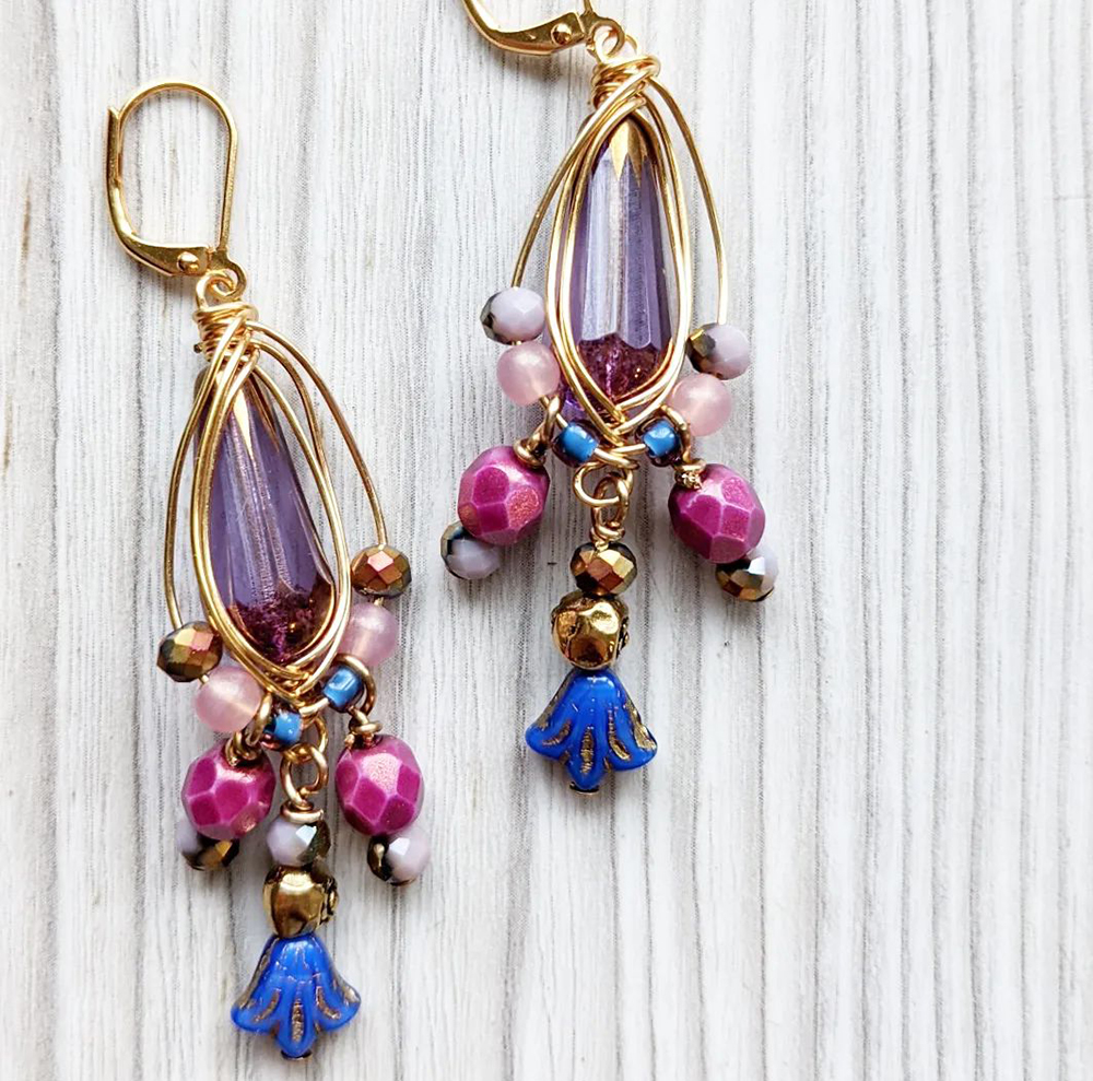 Bohemian Chandelier Wire Wrapped Earrings by Cassandra Spicer Of Beads To Live By