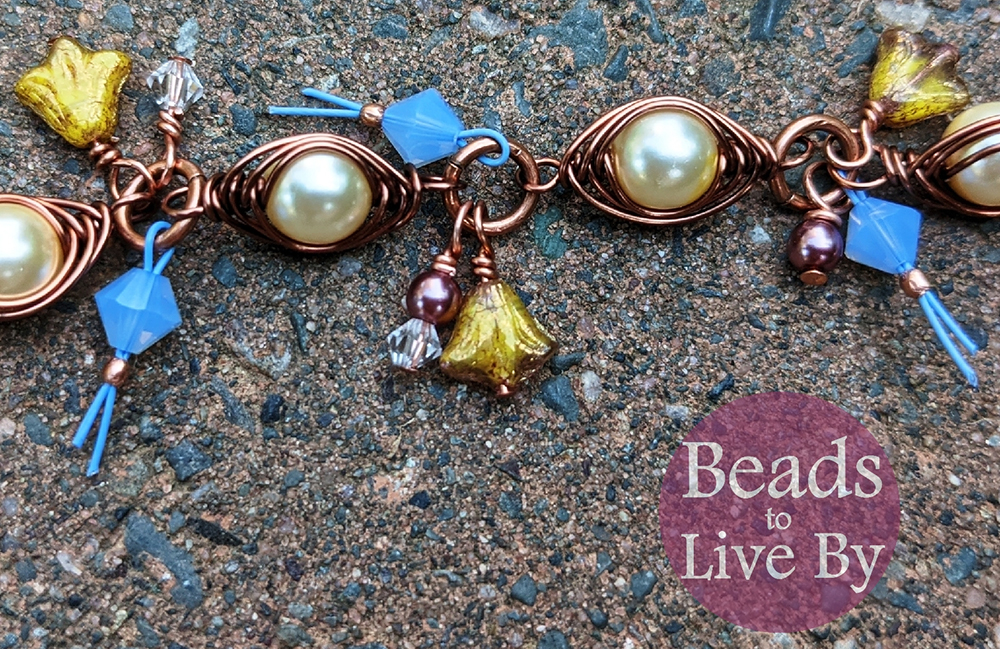 Herringbone Wire Wrap Charm Bracelet by Beads to Live By