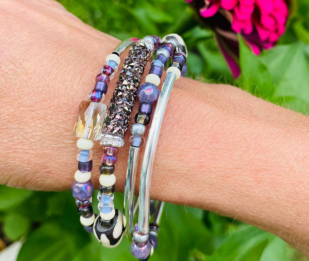 TGBE Crystal & Memory Wire Wrap Bracelet by Candie Cooper