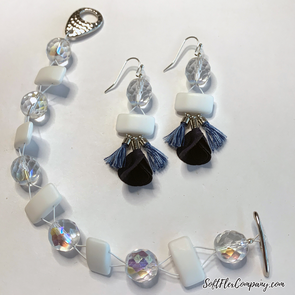 Vintage Crystals and 2 Hole Carrier Beads Bracelet and Earrings by Kristen Fagan