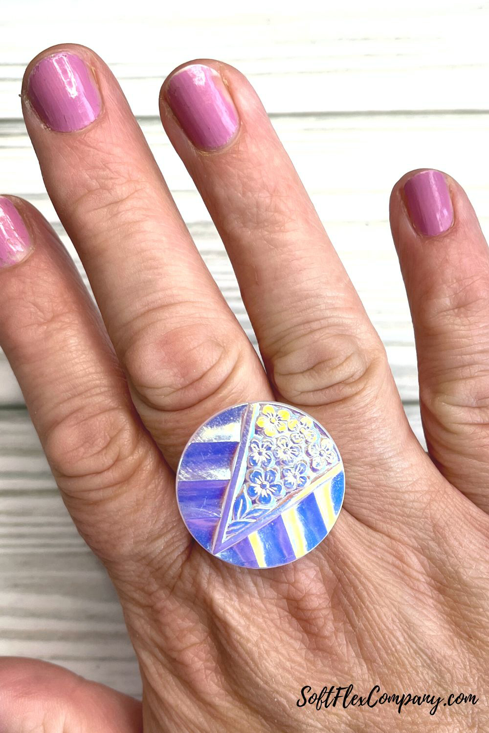 Czech Glass Button Ring Using Soft Flex Craft Wire by Kristen Fagan