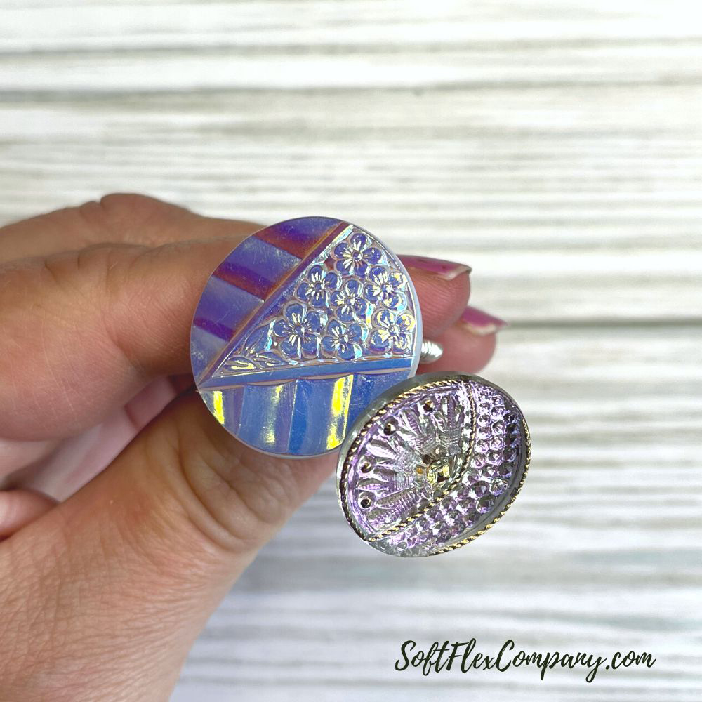 Czech Glass Button Rings Using Soft Flex Craft Wire by Kristen Fagan