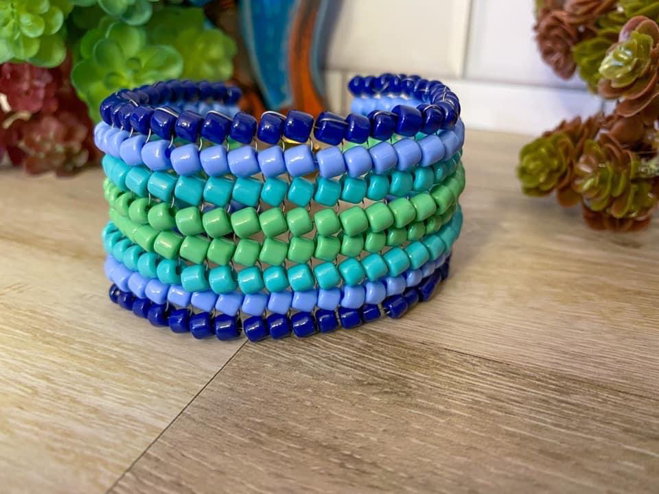Bead Weave Rola Beads and Soft Touch Wire Bracelet by Danielle Wickes