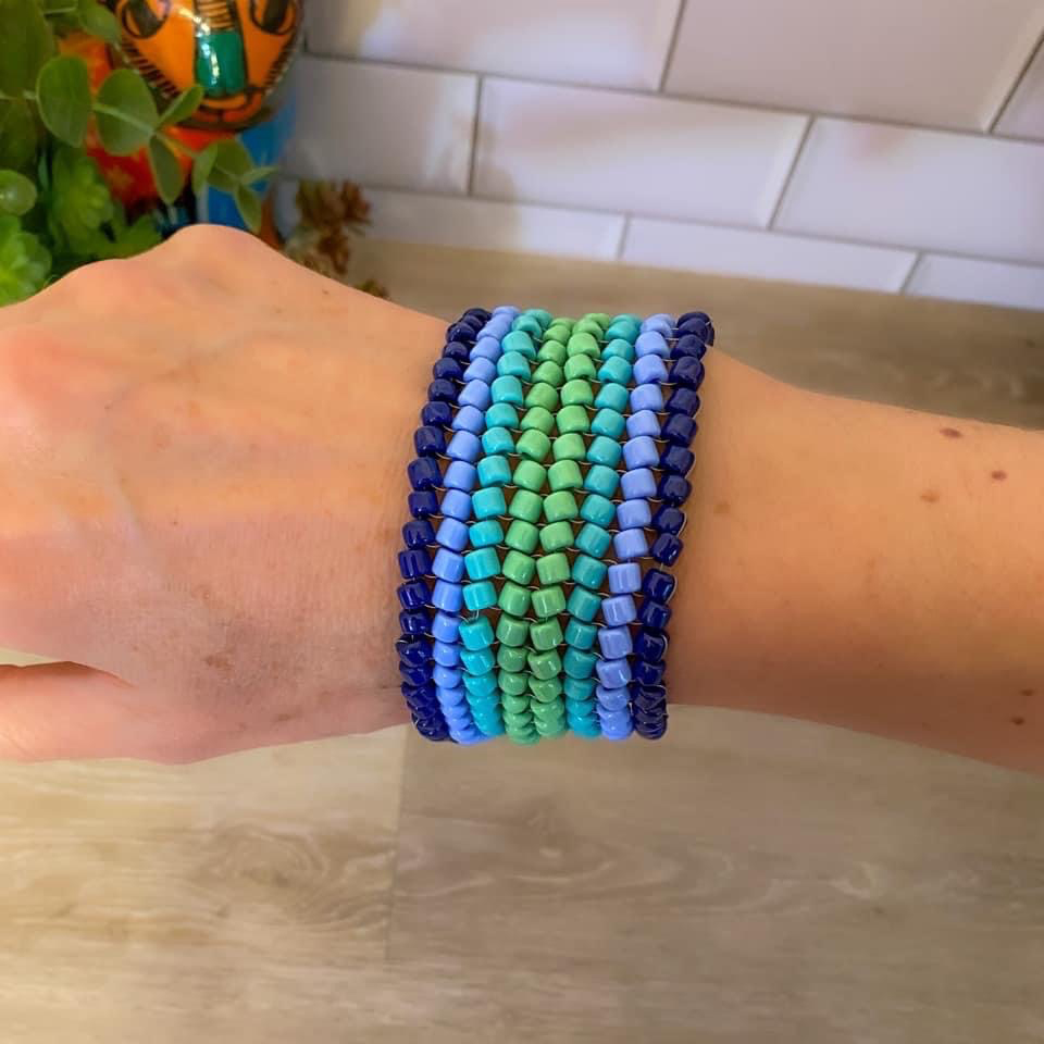 Bead Weave Rola Beads and Soft Touch Wire Bracelet by Danielle Wickes