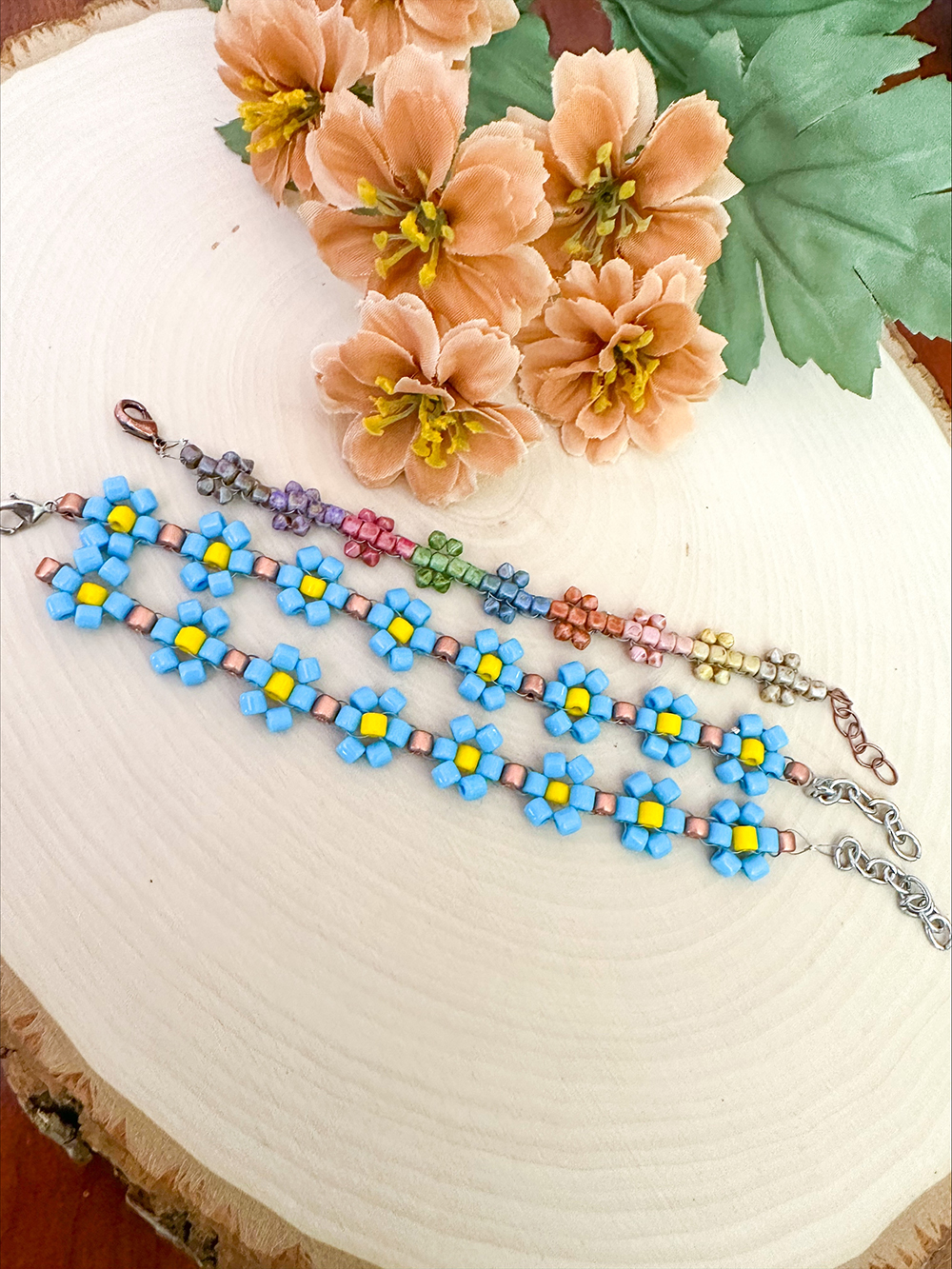 Daisy Flower Stitch Bracelet by Danielle Wickes