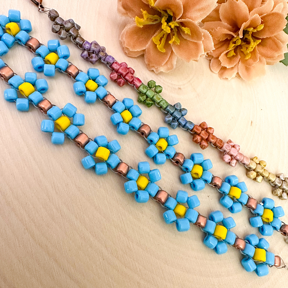 Daisy Flower Stitch Bracelet by Danielle Wickes