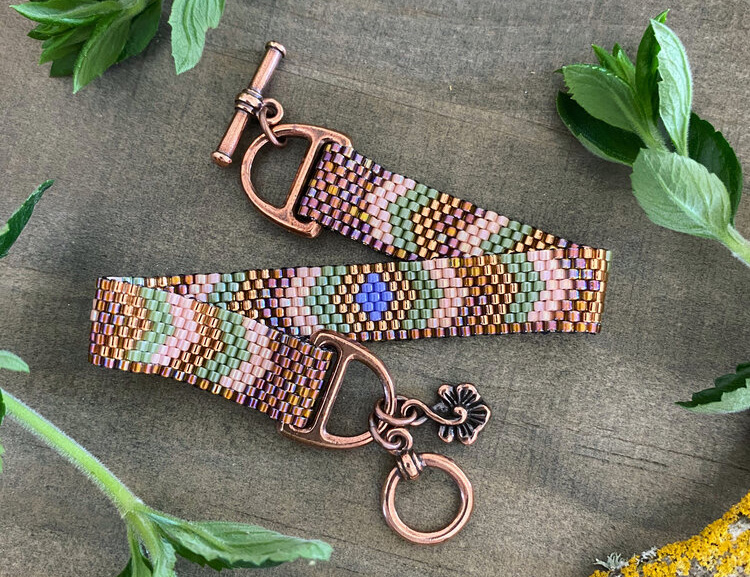 Earth Tone Copper Mini Band Peyote Stitch Bracelet by Danielle Wickes Earth Tone Copper Mini Band Peyote Stitch Bracelet by Danielle Wickes