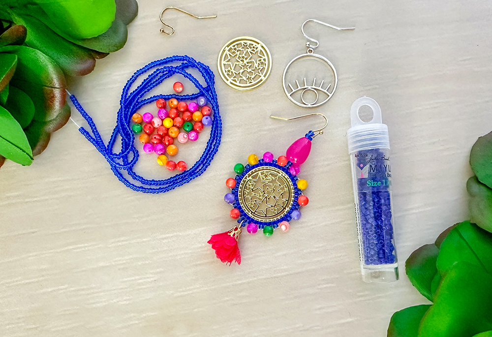 Exotic Blooms Delica Seed Bead Earrings by Danielle Wickes