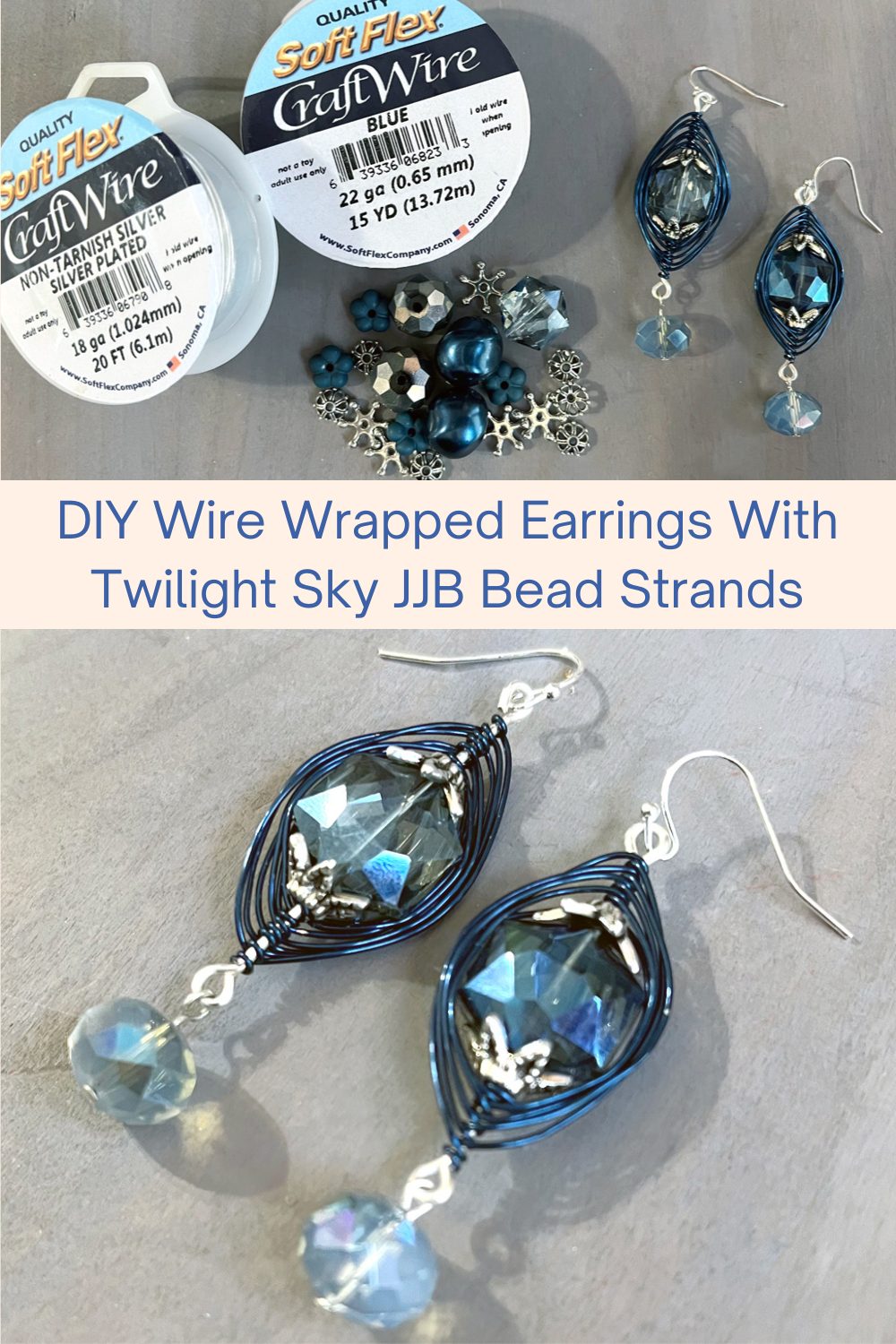 DIY Wire Wrapped Earrings With Twilight Sky JJB Bead Strands Collage