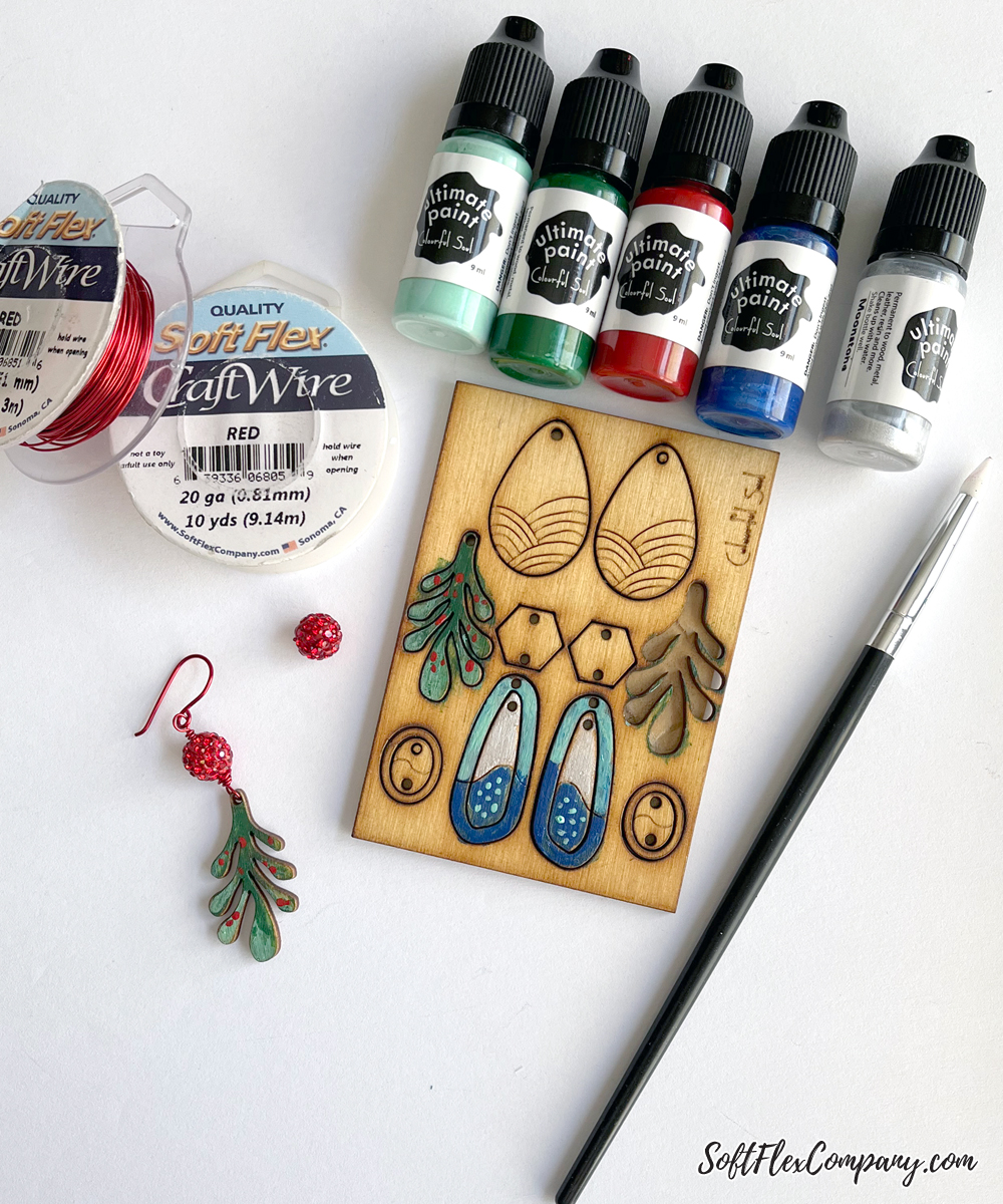Painted Mistletoe Earrings by Kristen Fagan