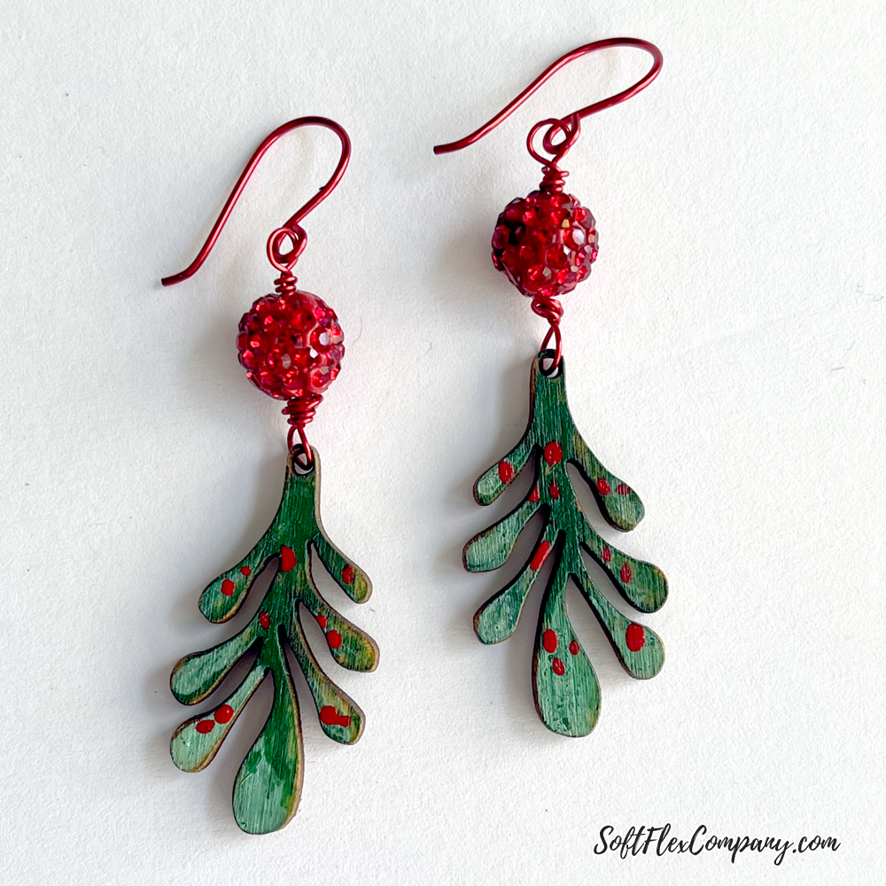 Painted Mistletoe Earrings by Kristen Fagan