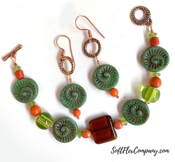 Retro Color Palette Beaded Bracelet & Earrings Set by Kristen Fagan