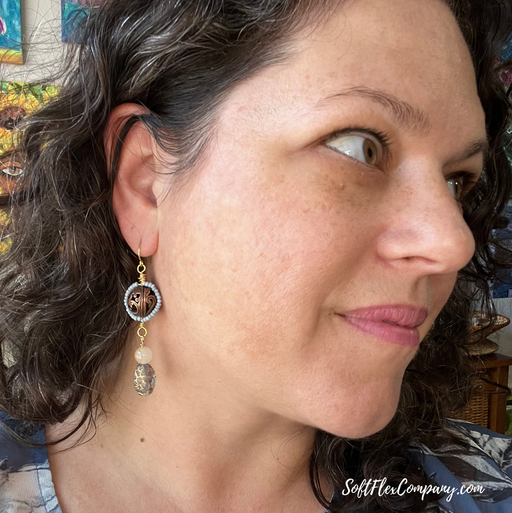 Beaded Drop Earrings With Wire Wrapped Seed Beads by Kristen Fagan