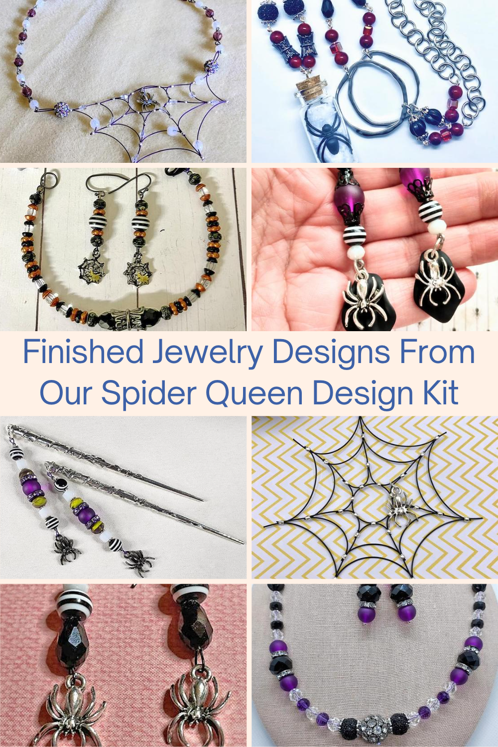 Finished Jewelry Designs From Our Spider Queen Design Kit Collage