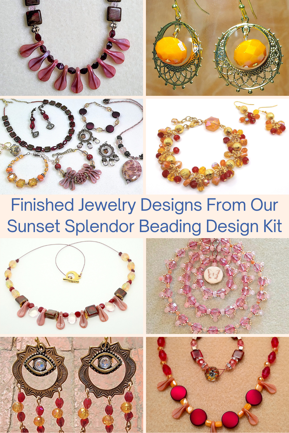 Finished Jewelry Designs From Our Sunset Splendor Beading Design Kit Collage