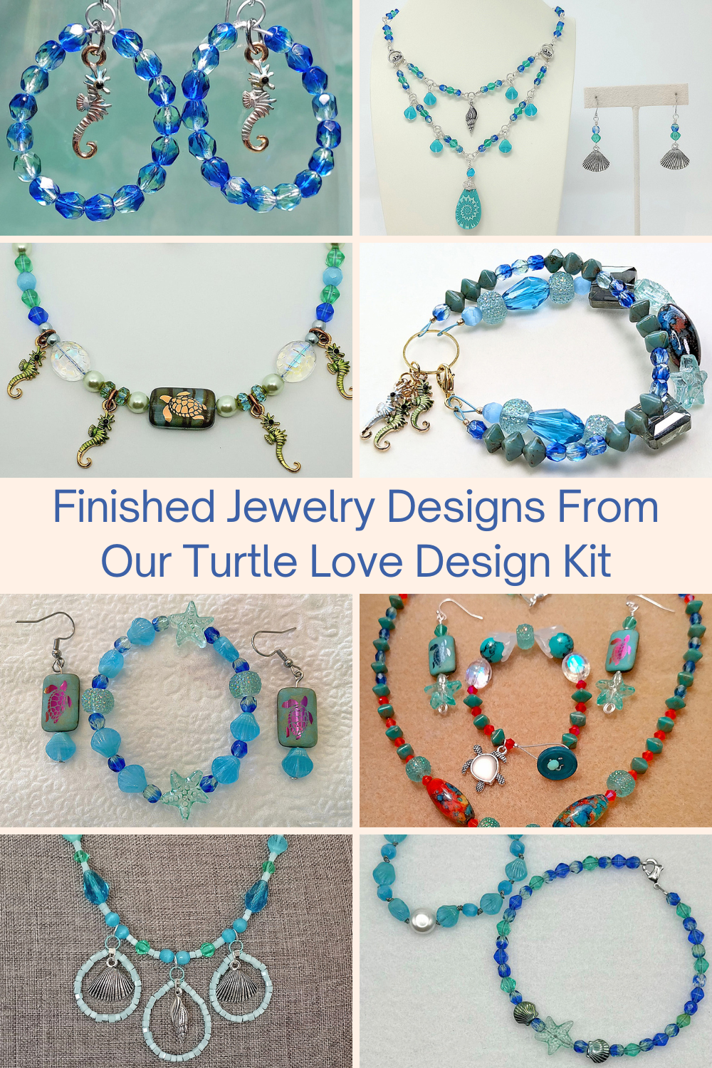 Finished Jewelry Designs From Our Turtle Love Design Kit Collage