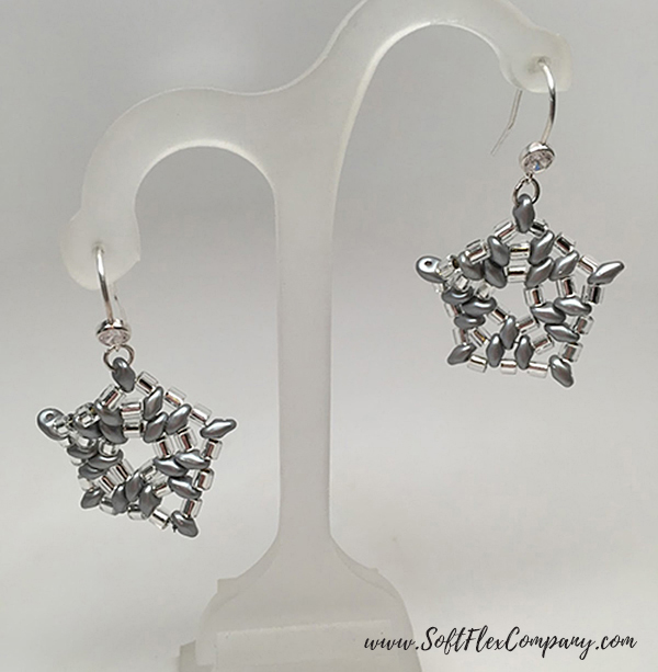 Silver Star Beaded Earrings and Pendant by Sara Oehler