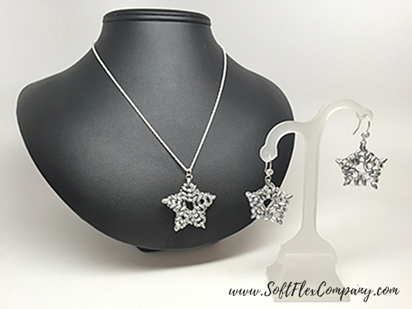 Silver Star Beaded Earrings and Pendant by Sara Oehler
