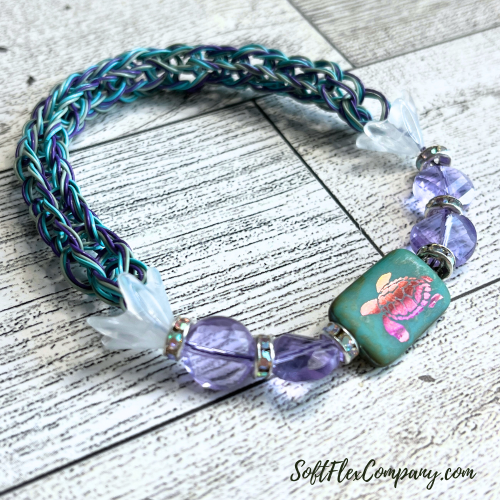 Knitted Beading Wire Turtle Love Bracelet by Kristen Fagan