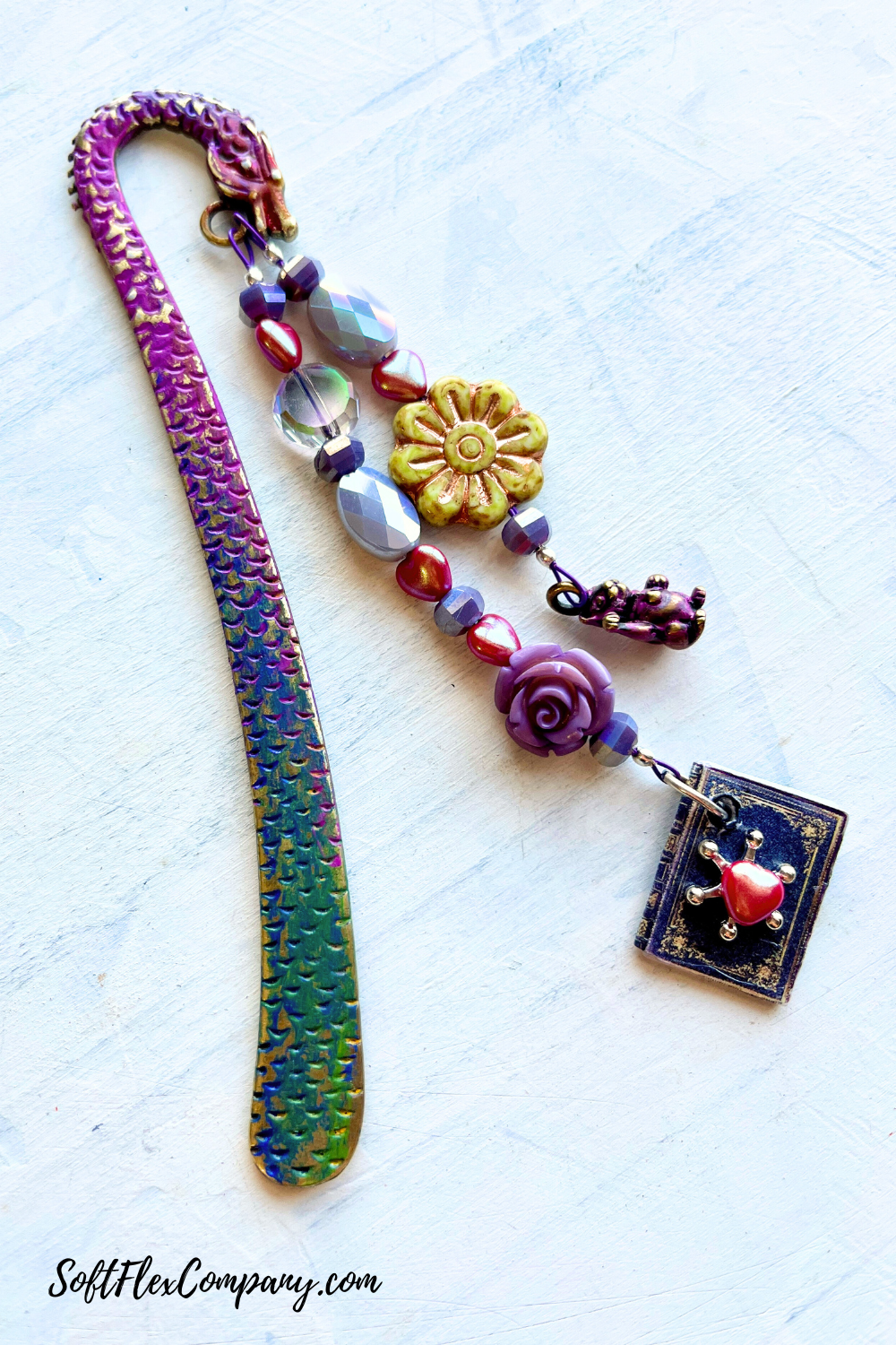 Decorated Metal Dragon Beaded Bookmark by Kristen Fagan