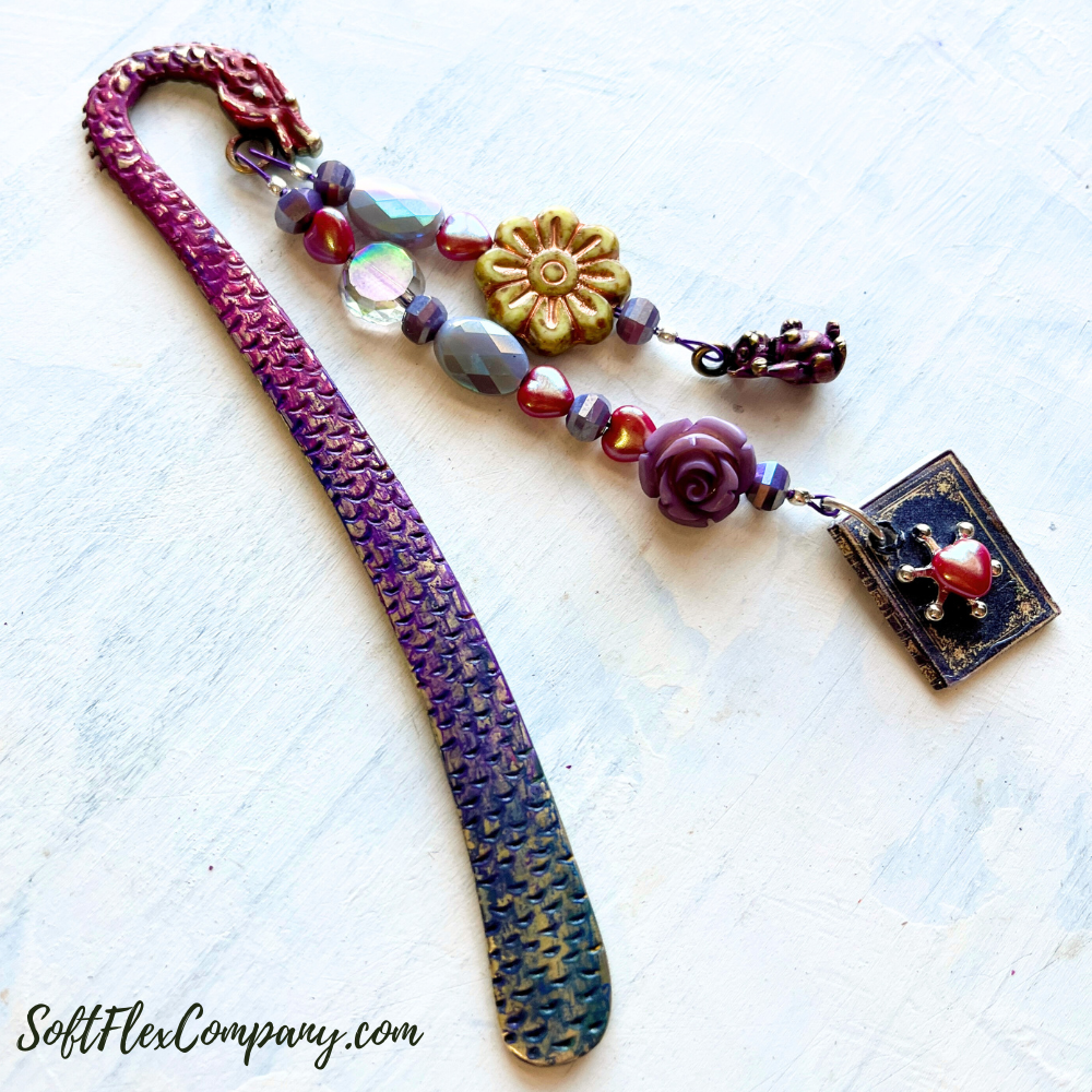 Decorated Metal Dragon Beaded Bookmark by Kristen Fagan