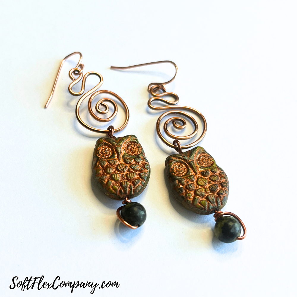 Fall Beaded Owl Earrings by Kristen Fagan