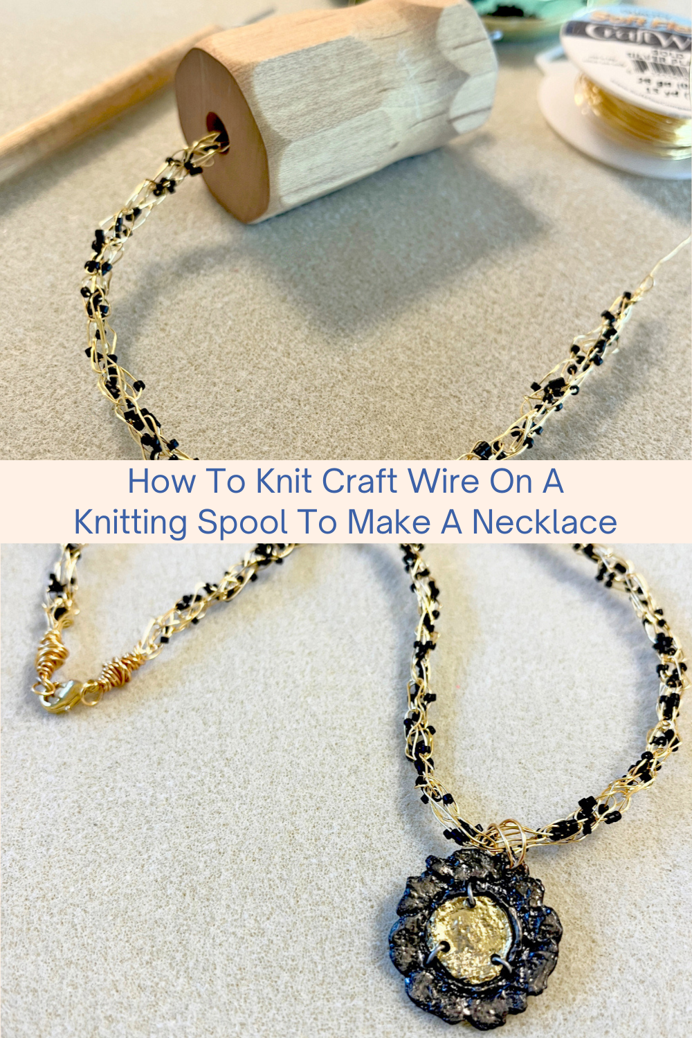 How To Knit Craft Wire On A Knitting Spool To Make A Necklace Collage