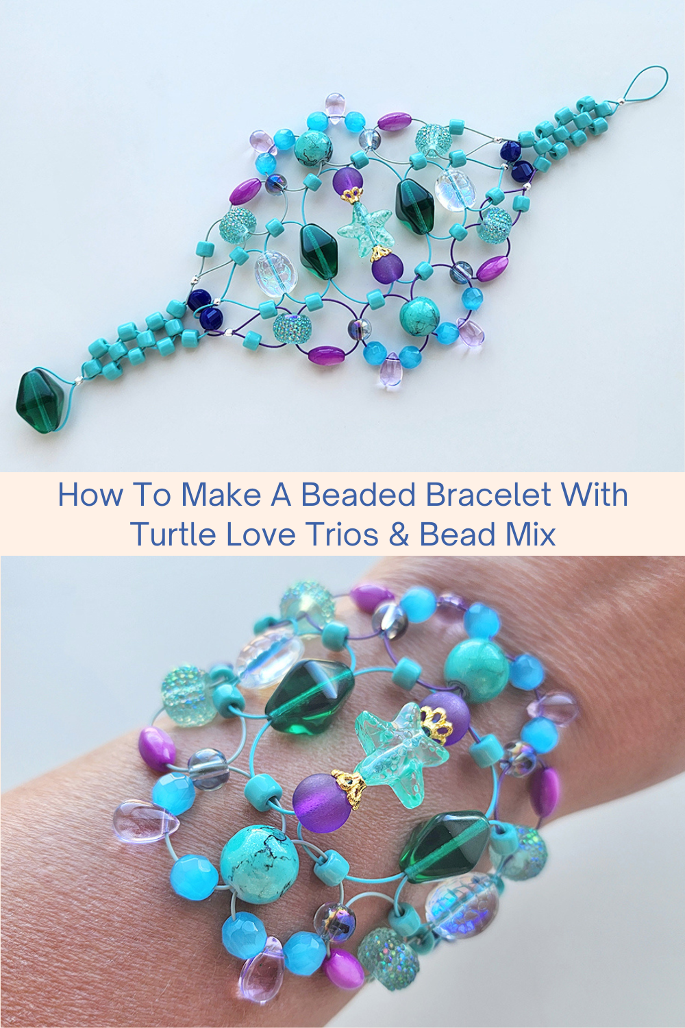 How To Make A Beaded Bracelet With Turtle Love Trios & Bead Mix Collage