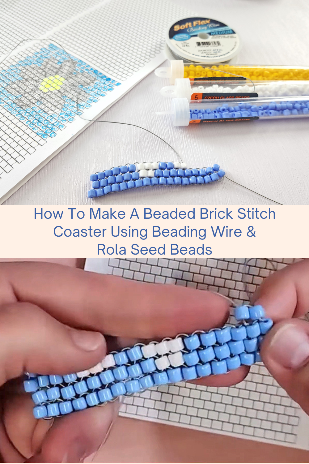 How To Make A Beaded Brick Stitch Coaster Using Beading Wire & Rola Seed Beads Collage