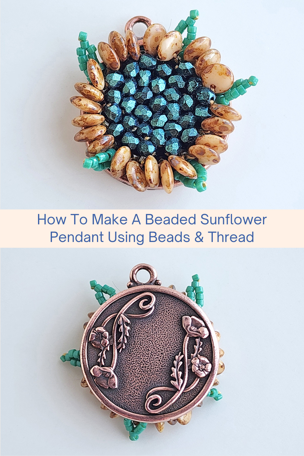 How To Make A Beaded Sunflower Pendant Using Beads & Thread Collage