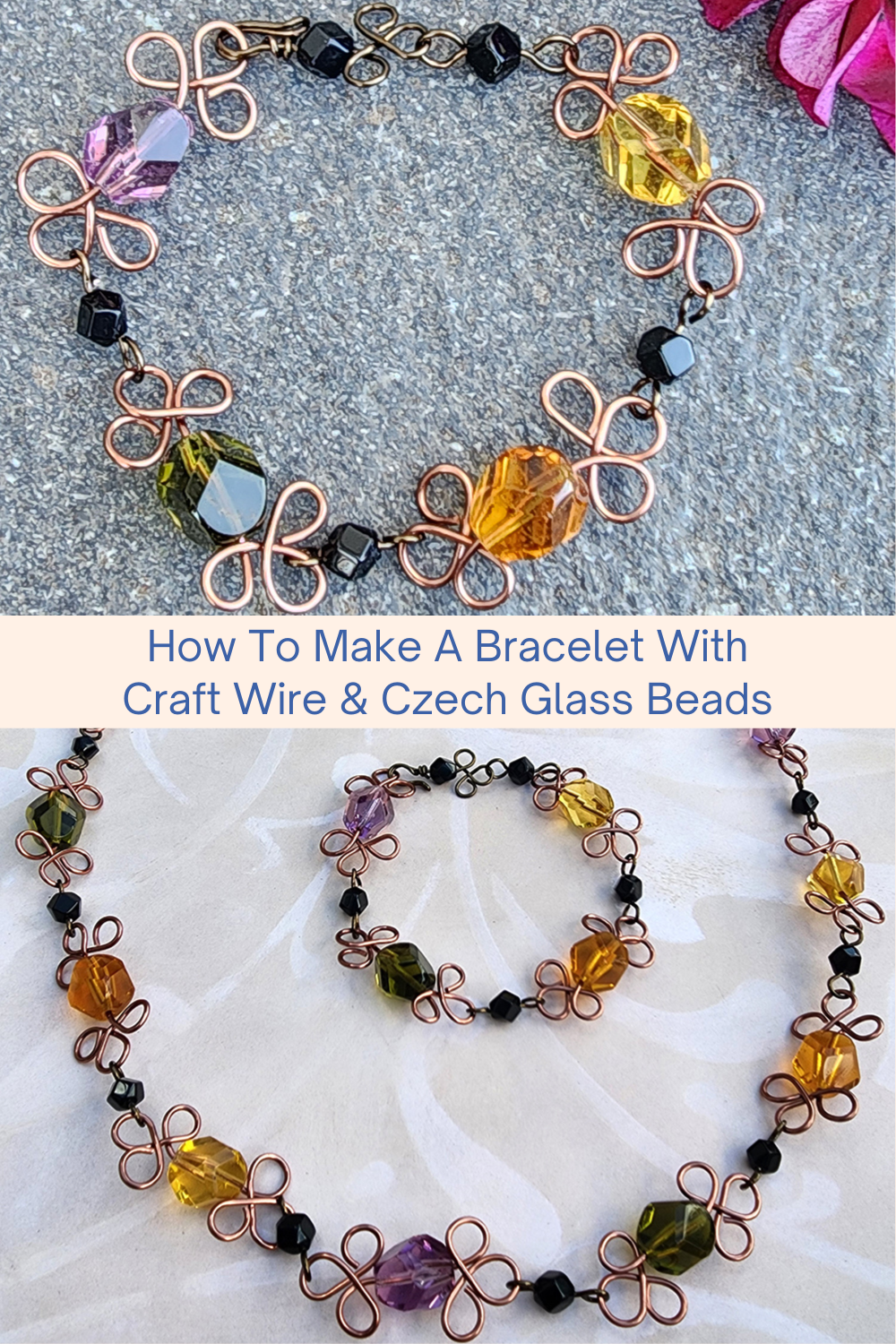 How To Make A Bracelet With Craft Wire & Czech Glass Beads Collage