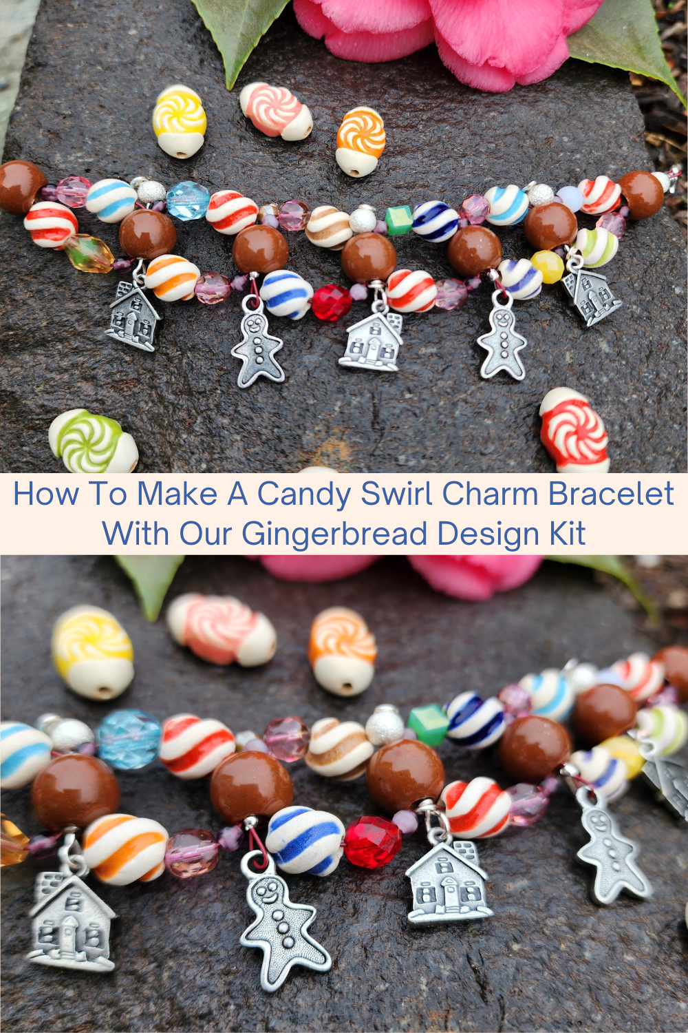How To Make A Candy Swirl Charm Bracelet With Our Gingerbread Design Kit Collage