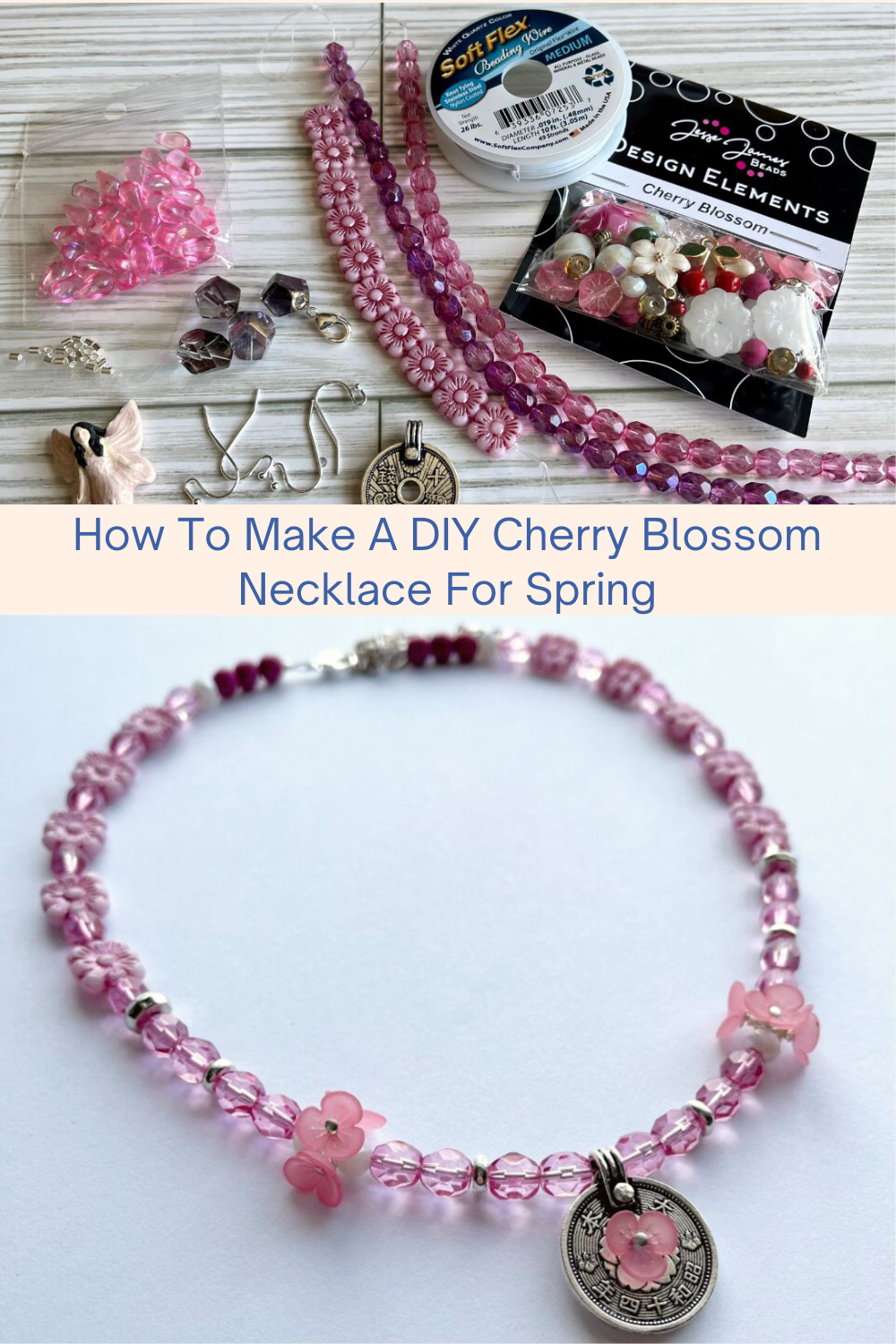 How To Make A DIY Cherry Blossom Necklace For Spring Collage