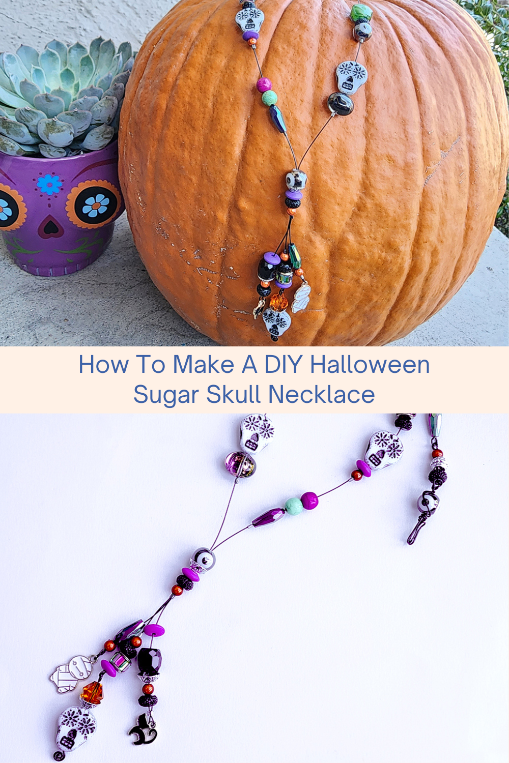 How To Make A DIY Halloween Sugar Skull Necklace Collage