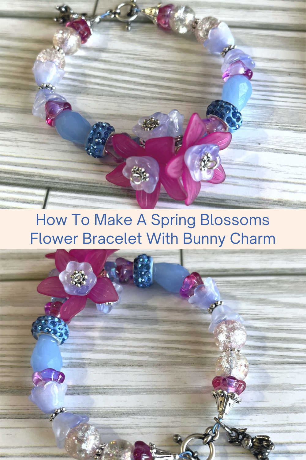 How To Make A Spring Blossoms Flower Bracelet With Bunny Charm Collage