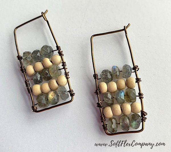 Rectangle Earrings With Tiered Beads