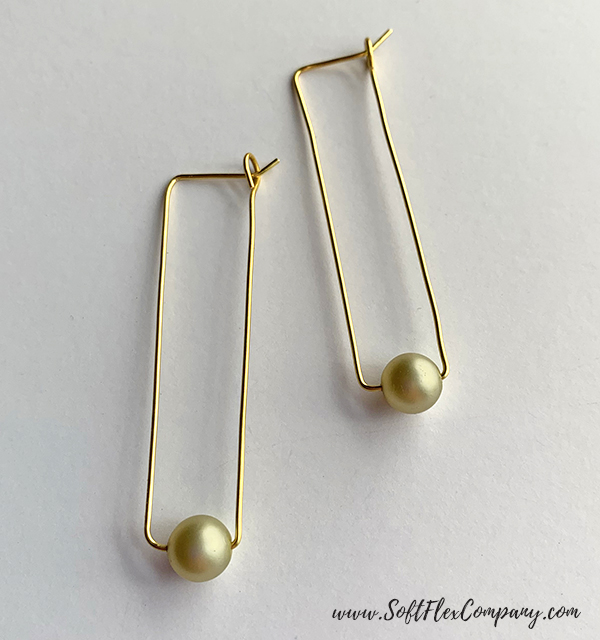 Rectangle Earrings With Round Beads
